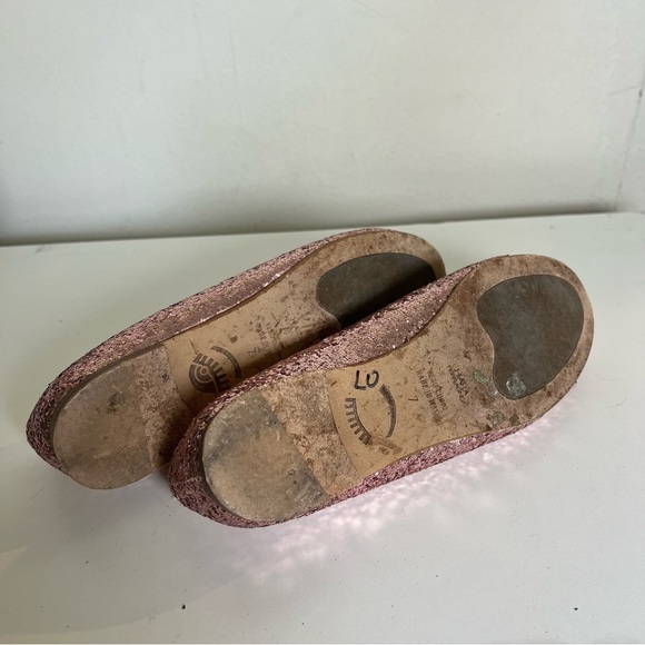 Chiara Ferragni Flirting Winking Eye Pink Glitter Ballet Flats Size 7 - Picture 10 of 11